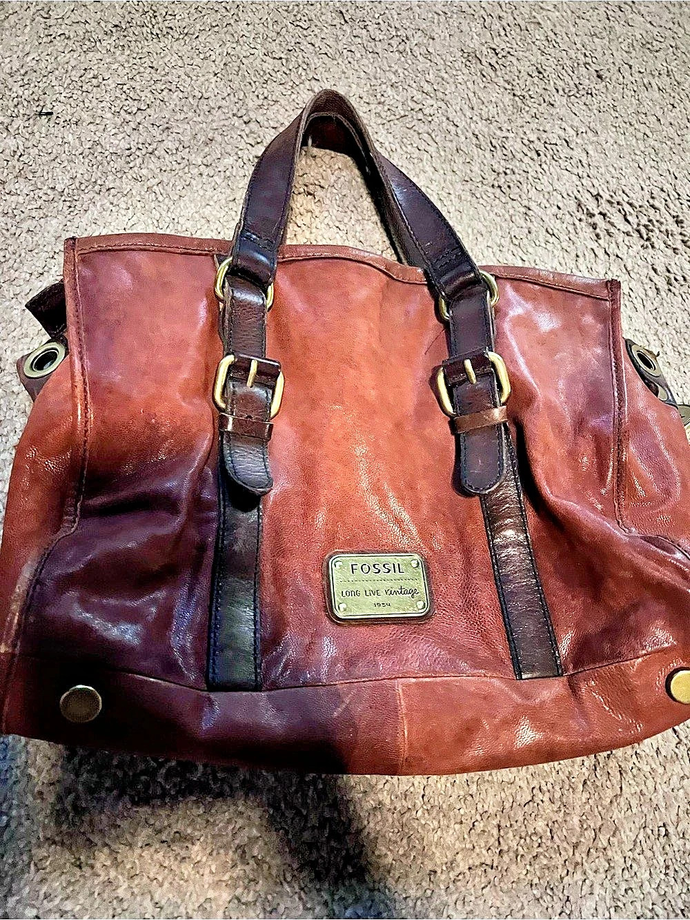 Fossil Leather Tote in Brown